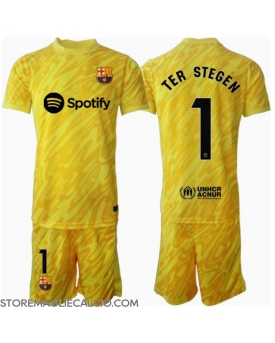 Barcelona Ter Stegen #1 Portiere Maglia Gara Casa Repliche 2024-25 Bambino